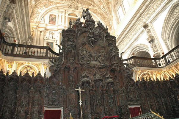 West end of baroque choir and nave ceiling in Cordoba's mosque-cathedral