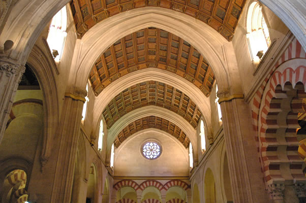 Nave of the old 13th-century Cathedral of Cordoba, built in Al-Hakam II's section of the Mosque.