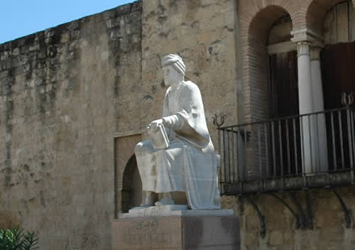 Statue of Averroes along western city wall - Cordoba Spain